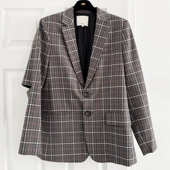Tibi "Gabe" Checked Blazer w Cutout Elbows, size 8 - Picture 8 of 11
